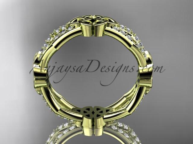 14kt yellow gold diamond celtic trinity knot wedding band, triquetra ring, engagement ring CT7518B - AnjaysDesigns