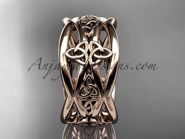 14kt rose gold celtic trinity knot wedding band, engagement ring CT7519G - AnjaysDesigns