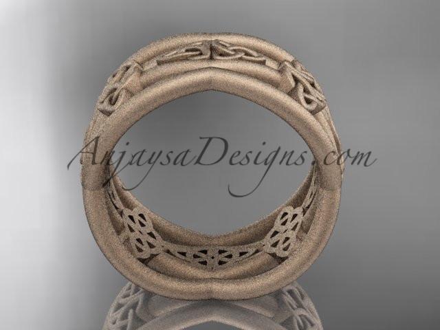 14kt rose gold celtic trinity knot wedding band, matte finish wedding band, engagement ring CT7519G - AnjaysDesigns