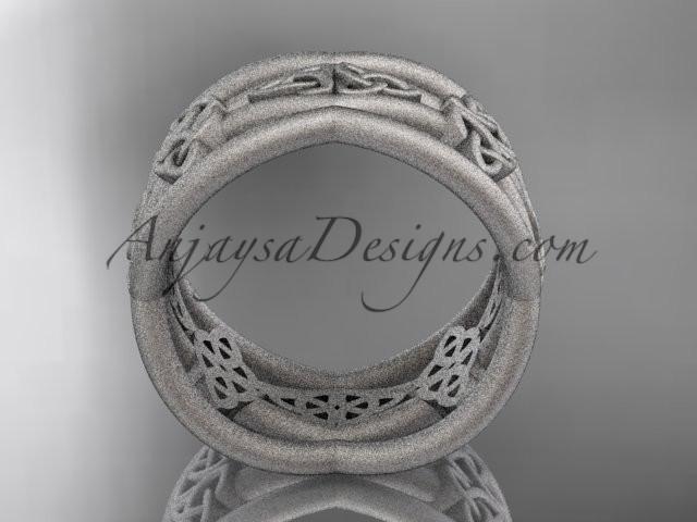 platinum celtic trinity knot wedding band, matte finish wedding band, engagement ring CT7519G - AnjaysDesigns