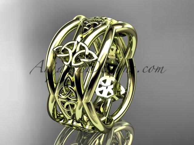 14kt yellow gold celtic trinity knot wedding band, engagement ring CT7519G - AnjaysDesigns