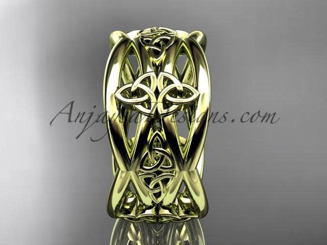 14kt yellow gold celtic trinity knot wedding band, engagement ring CT7519G - AnjaysDesigns