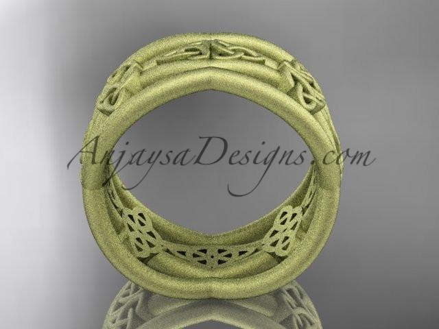14kt yellow gold celtic trinity knot wedding band, matte finish wedding band, engagement ring CT7519G - AnjaysDesigns