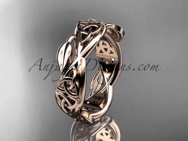 14kt rose gold celtic trinity knot wedding band, triquetra ring, engagement ring CT7520G - AnjaysDesigns