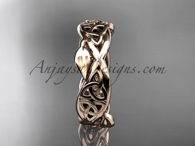 14kt rose gold celtic trinity knot wedding band, triquetra ring, engagement ring CT7520G - AnjaysDesigns