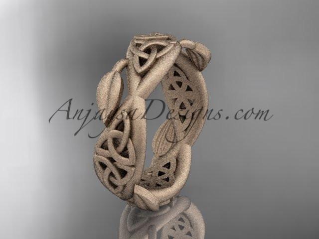 14kt rose gold celtic trinity knot wedding band, matte finish wedding band, triquetra ring, engagement ring CT7520G - AnjaysDesigns
