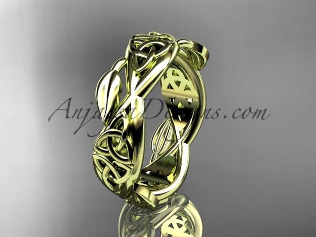 14kt yellow gold celtic trinity knot wedding band, triquetra ring, engagement ring CT7520G - AnjaysDesigns