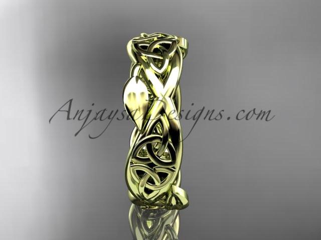14kt yellow gold celtic trinity knot wedding band, triquetra ring, engagement ring CT7520G - AnjaysDesigns