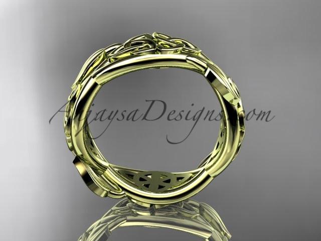 14kt yellow gold celtic trinity knot wedding band, triquetra ring, engagement ring CT7520G - AnjaysDesigns