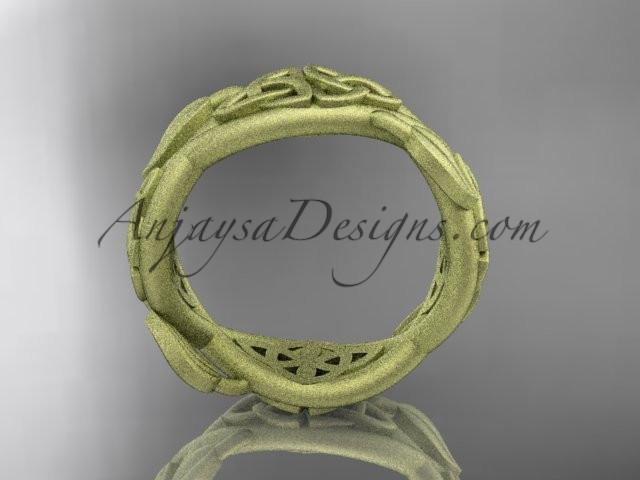 14kt yellow gold celtic trinity knot wedding band, matte finish wedding band, triquetra ring, engagement ring CT7520G - AnjaysDesigns