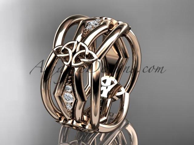 14kt rose gold diamond celtic trinity knot wedding band, triquetra ring, engagement ring CT7521B - AnjaysDesigns