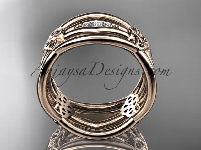 14kt rose gold diamond celtic trinity knot wedding band, triquetra ring, engagement ring CT7521B - AnjaysDesigns