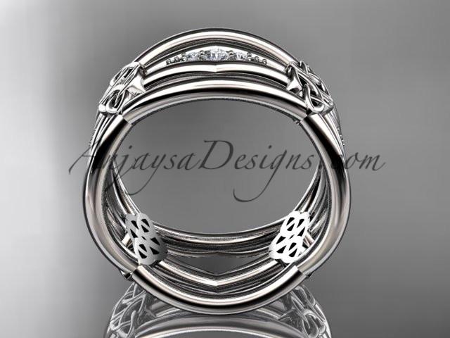 platinum diamond celtic trinity knot wedding band, triquetra ring, engagement ring CT7521B - AnjaysDesigns