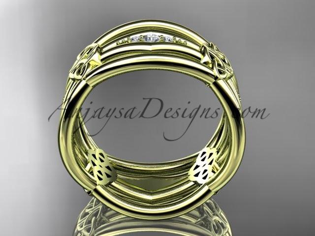 14kt yellow gold diamond celtic trinity knot wedding band, triquetra ring, engagement ring CT7521B - AnjaysDesigns