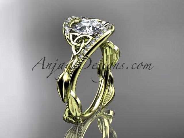 14kt yellow gold celtic trinity knot engagement ring , wedding ring CT764 - AnjaysDesigns