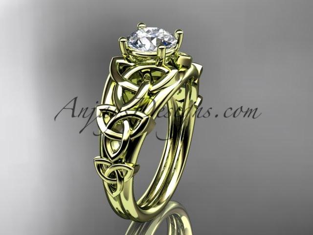 14kt yellow gold celtic trinity knot engagement ring , wedding ring CT765 - AnjaysDesigns