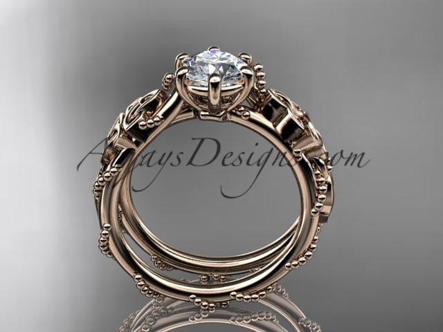 14kt rose gold celtic trinity knot engagement ring , wedding ring with a "Forever One" Moissanite center stone CT766 - AnjaysDesigns