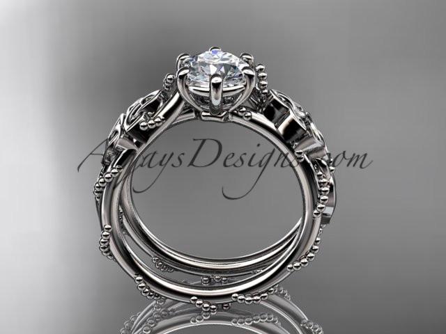 platinum celtic trinity knot engagement ring , wedding ring with a "Forever One" Moissanite center stone CT766 - AnjaysDesigns