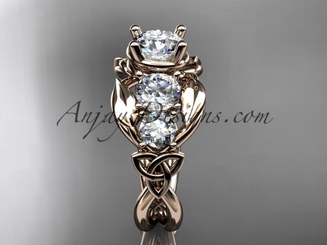 14kt rose gold celtic trinity knot engagement ring , wedding ring CT769 - AnjaysDesigns