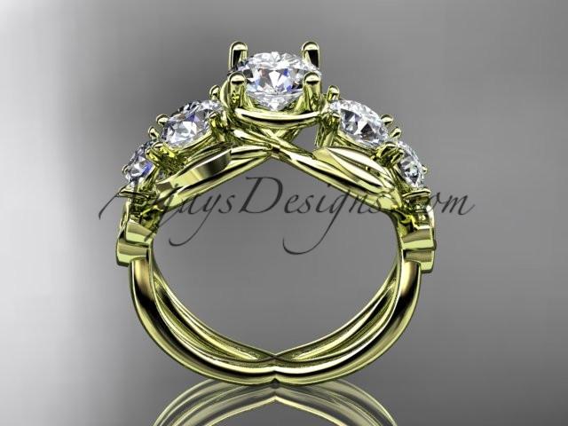 14kt yellow gold celtic trinity knot engagement ring , wedding ring with "Forever One" Moissanite center stone CT769 - AnjaysDesigns