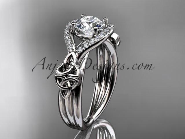 platinum celtic trinity knot engagement ring ,diamond wedding ring CT785 - AnjaysDesigns