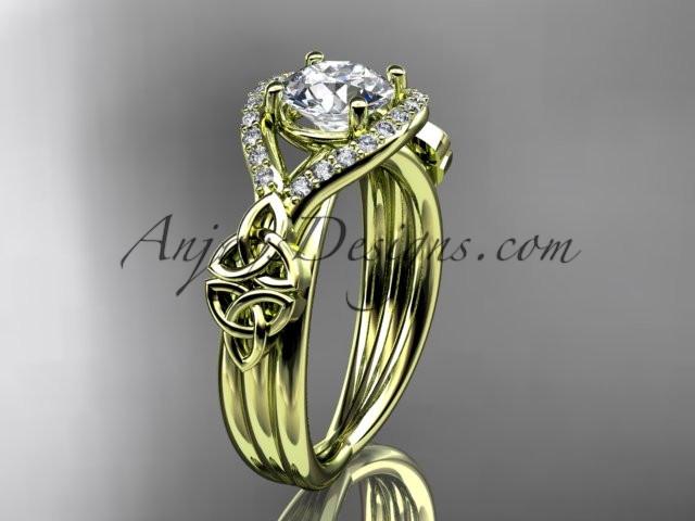 14kt yellow gold celtic trinity knot engagement ring ,diamond wedding ring CT785 - AnjaysDesigns