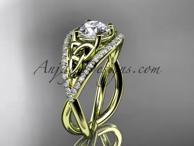 14kt yellow gold celtic trinity knot engagement ring ,diamond wedding ring CT788 - AnjaysDesigns