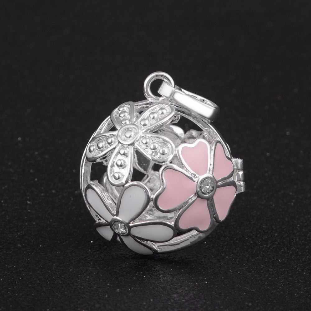 Charm Mexican Bola Angel Caller Openable Aromatherapy Cage Floral Copper Pendant Women Locket Jewelry