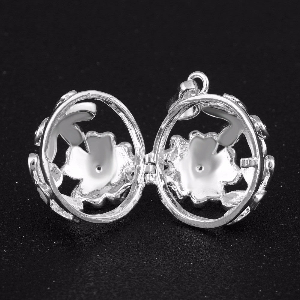 Charm Mexican Bola Angel Caller Openable Aromatherapy Cage Floral Copper Pendant Women Locket Jewelry