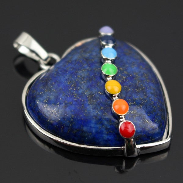 JLForest Heart Shaped Natural Stone Pendants For Necklace 7 Chakras Healing Reiki Pendants Crystal/Quartz/Opal/Tiger Eye Jewelry
