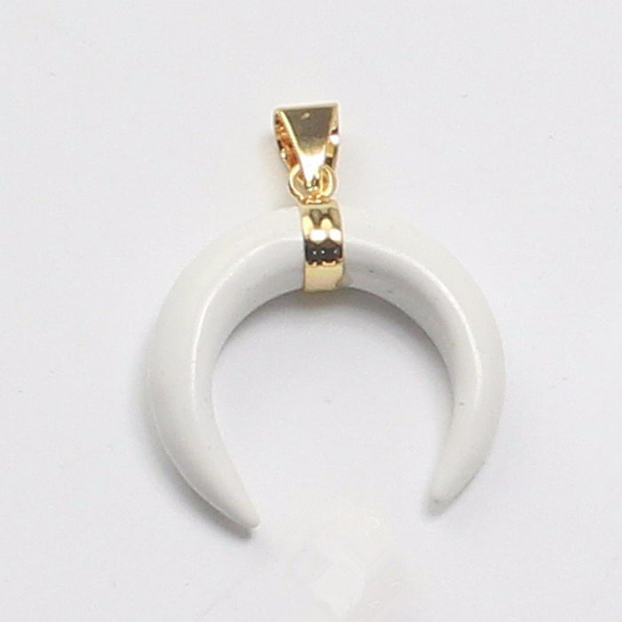 Crescent Moon Natural Stone Pendants For Necklace Choker Men Women Handmade DIY Jewelry Real Stone Pendant With Chain