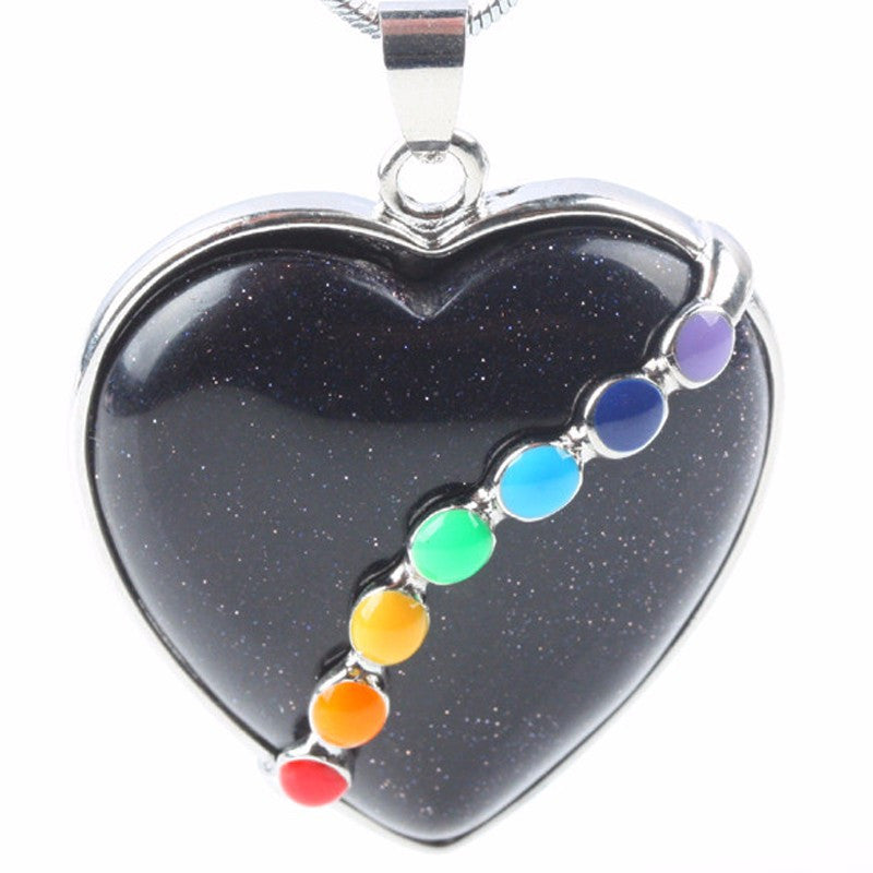 JLForest Heart Shaped Natural Stone Pendants For Necklace 7 Chakras Healing Reiki Pendants Crystal/Quartz/Opal/Tiger Eye Jewelry