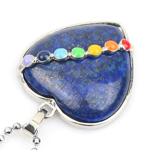 JLForest Heart Shaped Natural Stone Pendants For Necklace 7 Chakras Healing Reiki Pendants Crystal/Quartz/Opal/Tiger Eye Jewelry