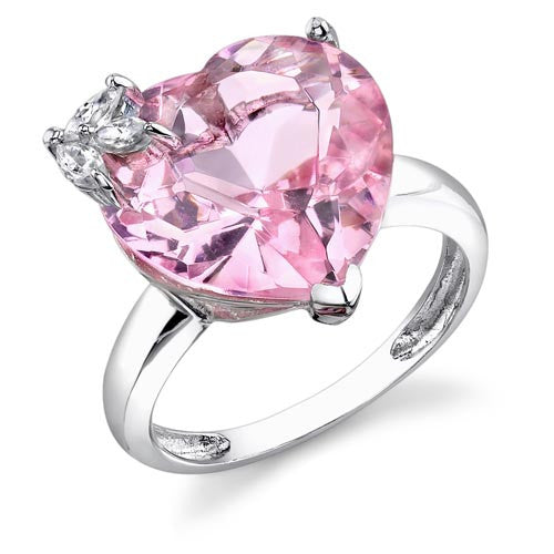 Sterling Silver Pink Heart Ring #JA-0692