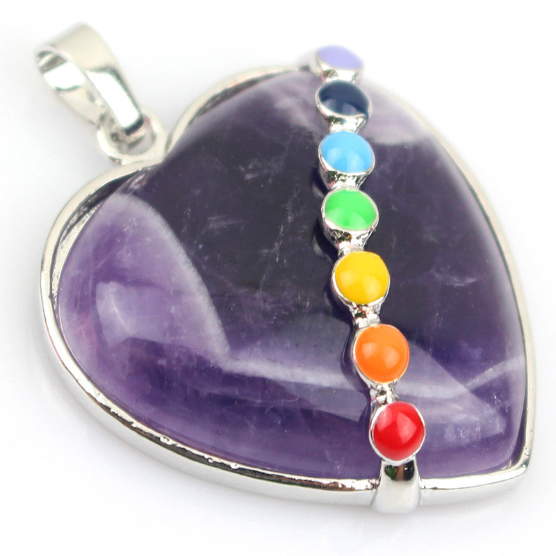 JLForest Heart Shaped Natural Stone Pendants For Necklace 7 Chakras Healing Reiki Pendants Crystal/Quartz/Opal/Tiger Eye Jewelry