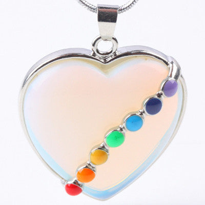JLForest Heart Shaped Natural Stone Pendants For Necklace 7 Chakras Healing Reiki Pendants Crystal/Quartz/Opal/Tiger Eye Jewelry