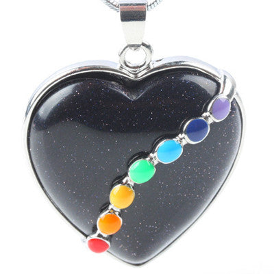 JLForest Heart Shaped Natural Stone Pendants For Necklace 7 Chakras Healing Reiki Pendants Crystal/Quartz/Opal/Tiger Eye Jewelry