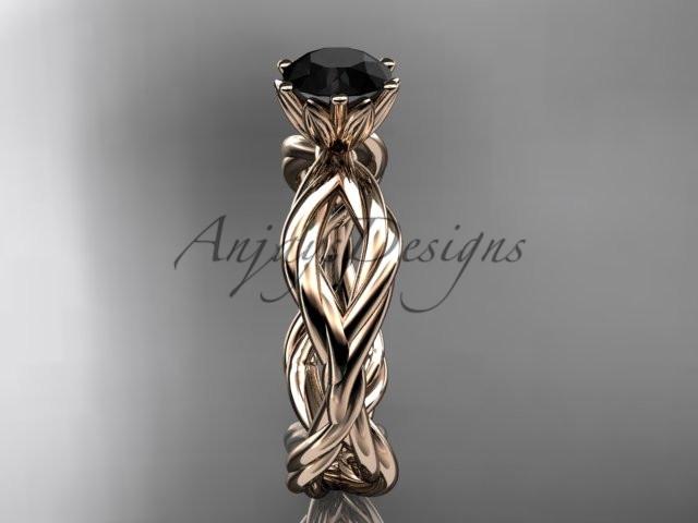 14kt rose gold Black Diamond rope engagement ring RP8100
