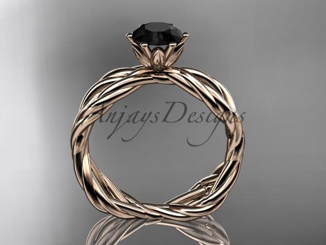 14kt rose gold Black Diamond rope engagement ring RP8100