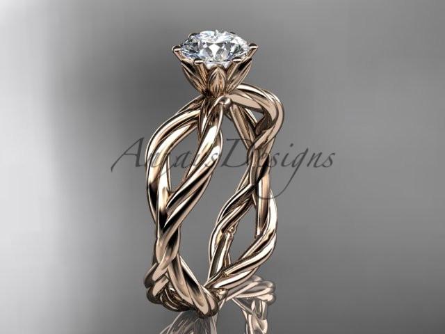 14kt rose gold "Forever One" Moissanite rope engagement ring RP8100