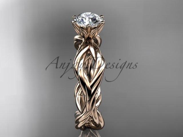 14kt rose gold twisted rope engagement ring RP8100