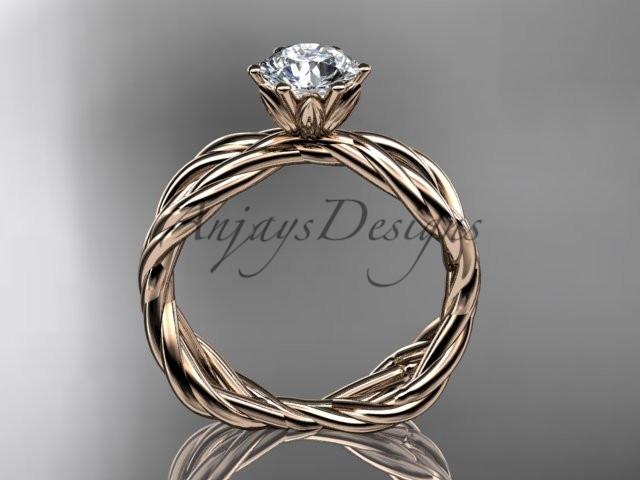 14kt rose gold twisted rope engagement ring RP8100