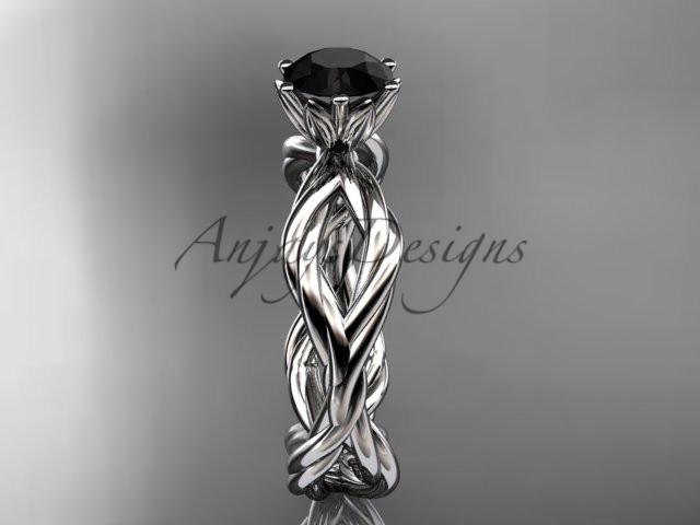 Platinum Black Diamond rope engagement ring RP8100
