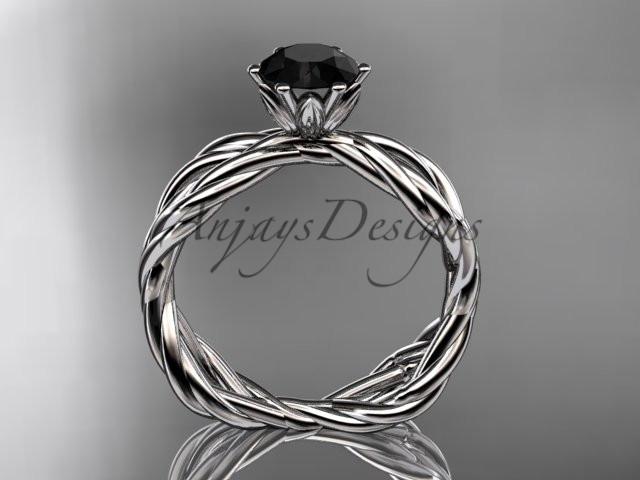 Platinum Black Diamond rope engagement ring RP8100