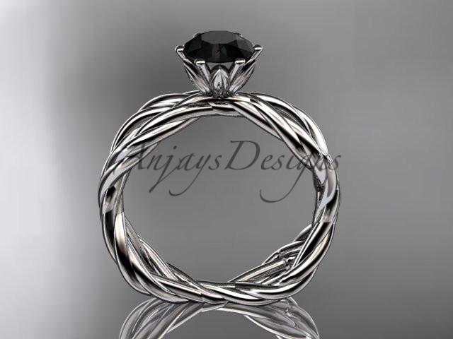 14kt white gold Black Diamond rope engagement ring RP8100