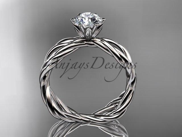 Platinum "Forever One" Moissanite rope engagement ring RP8100