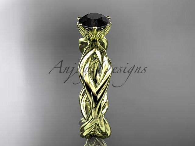 14kt yellow gold Black Diamond rope engagement ring RP8100