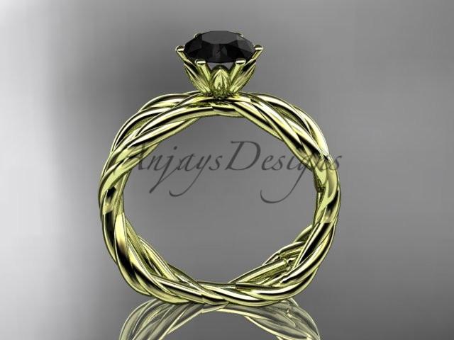 14kt yellow gold Black Diamond rope engagement ring RP8100