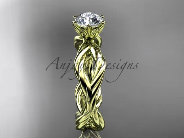14kt yellow gold "Forever One" Moissanite rope engagement ring RP8100