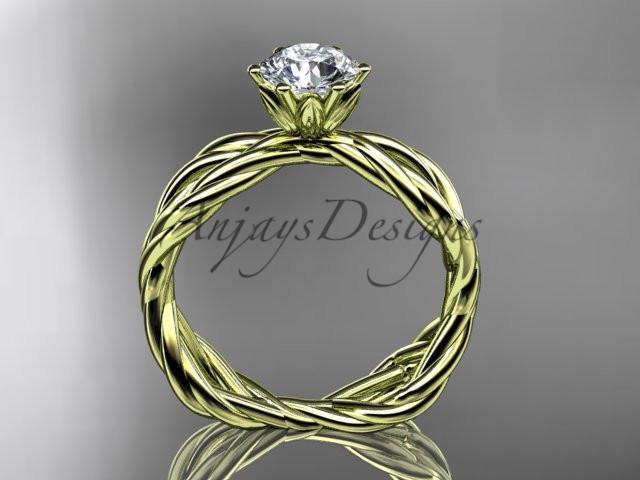 14kt yellow gold "Forever One" Moissanite rope engagement ring RP8100